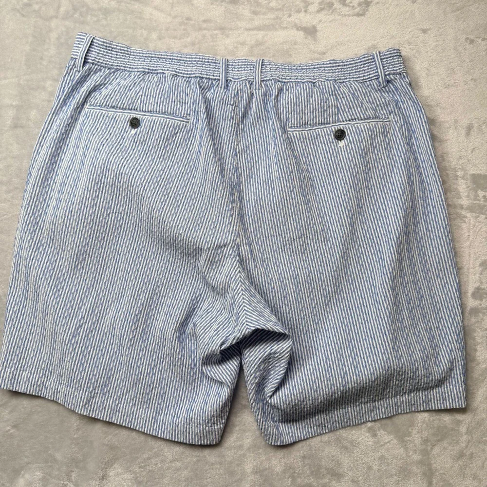 Robert Graham Mens Seersucker Striped Classic Fit Shorts Blue White 40 Preppy